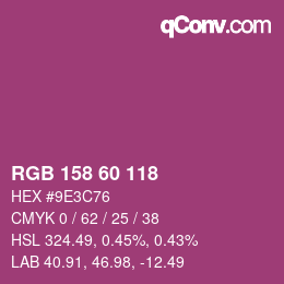 カラーコード: RGB 158 60 118 | qconv.com