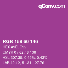 カラーコード: RGB 158 60 146 | qconv.com