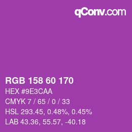颜色代码: RGB 158 60 170 | qconv.com