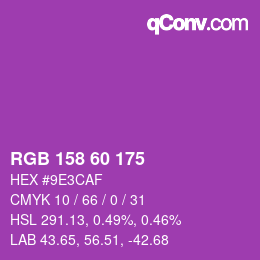 颜色代码: RGB 158 60 175 | qconv.com