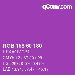 颜色代码: RGB 158 60 180 | qconv.com
