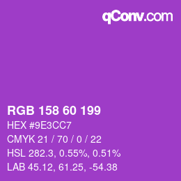 カラーコード: RGB 158 60 199 | qconv.com