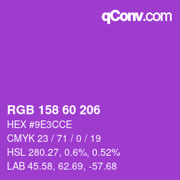 颜色代码: RGB 158 60 206 | qconv.com