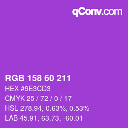 颜色代码: RGB 158 60 211 | qconv.com