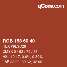 カラーコード: RGB 158 60 40 | qconv.com