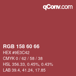 カラーコード: RGB 158 60 66 | qconv.com