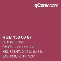 カラーコード: RGB 158 60 87 | qconv.com