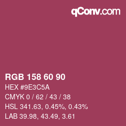 カラーコード: RGB 158 60 90 | qconv.com