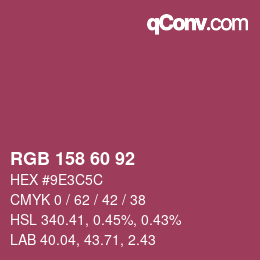 Color code: RGB 158 60 92 | qconv.com