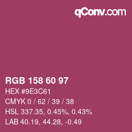 カラーコード: RGB 158 60 97 | qconv.com