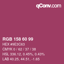 Color code: RGB 158 60 99 | qconv.com