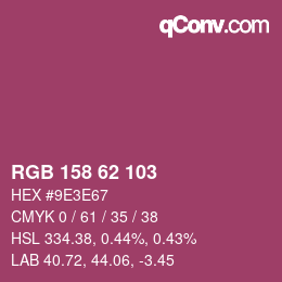 Code couleur: RGB 158 62 103 | qconv.com