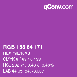 Color code: RGB 158 64 171 | qconv.com