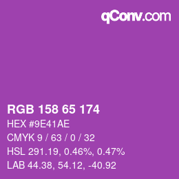 Color code: RGB 158 65 174 | qconv.com