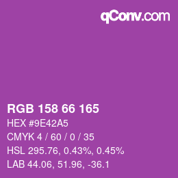 颜色代码: RGB 158 66 165 | qconv.com