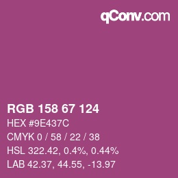 カラーコード: RGB 158 67 124 | qconv.com