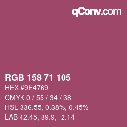 Color code: RGB 158 71 105 | qconv.com