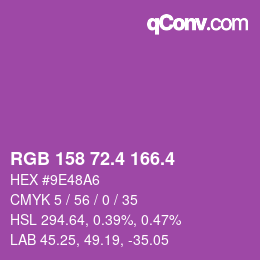 カラーコード: RGB 158 72.4 166.4 | qconv.com