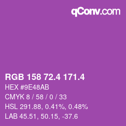 カラーコード: RGB 158 72.4 171.4 | qconv.com