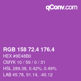 カラーコード: RGB 158 72.4 176.4 | qconv.com