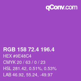 カラーコード: RGB 158 72.4 196.4 | qconv.com