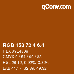 カラーコード: RGB 158 72.4 6.4 | qconv.com