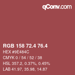 カラーコード: RGB 158 72.4 76.4 | qconv.com