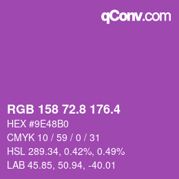 カラーコード: RGB 158 72.8 176.4 | qconv.com