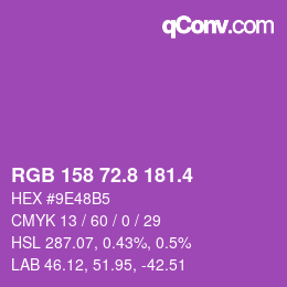 カラーコード: RGB 158 72.8 181.4 | qconv.com
