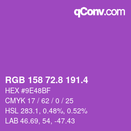 カラーコード: RGB 158 72.8 191.4 | qconv.com