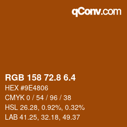 カラーコード: RGB 158 72.8 6.4 | qconv.com