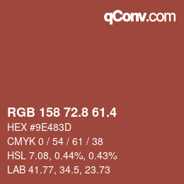カラーコード: RGB 158 72.8 61.4 | qconv.com