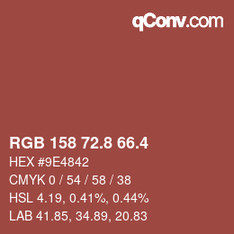 カラーコード: RGB 158 72.8 66.4 | qconv.com