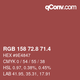 カラーコード: RGB 158 72.8 71.4 | qconv.com