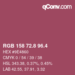 カラーコード: RGB 158 72.8 96.4 | qconv.com