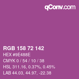 颜色代码: RGB 158 72 142 | qconv.com