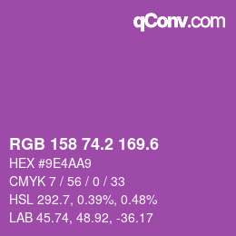 カラーコード: RGB 158 74.2 169.6 | qconv.com