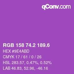 カラーコード: RGB 158 74.2 189.6 | qconv.com