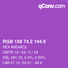 カラーコード: RGB 158 74.2 194.6 | qconv.com