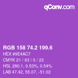 カラーコード: RGB 158 74.2 199.6 | qconv.com