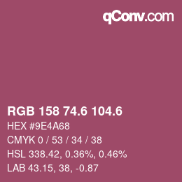 カラーコード: RGB 158 74.6 104.6 | qconv.com