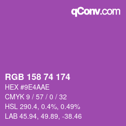 カラーコード: RGB 158 74 174 | qconv.com