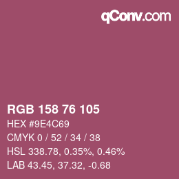 Color code: RGB 158 76 105 | qconv.com