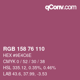 Código de color: RGB 158 76 110 | qconv.com