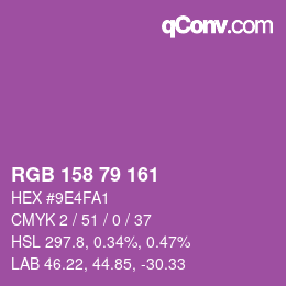 Farbcode: RGB 158 79 161 | qconv.com