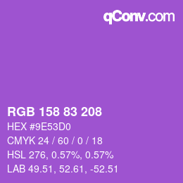 Color code: RGB 158 83 208 | qconv.com