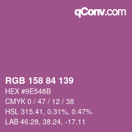 Farbcode: RGB 158 84 139 | qconv.com
