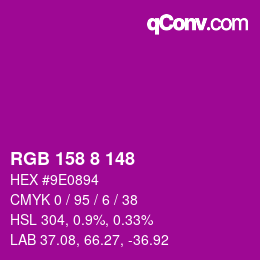 Color code: RGB 158 8 148 | qconv.com