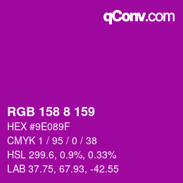 Farbcode: RGB 158 8 159 | qconv.com