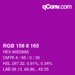 カラーコード: RGB 158 8 165 | qconv.com